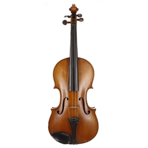 2405 - English violin labelled John Rae, Maker, London, no. 127, 1922, 14 1/16