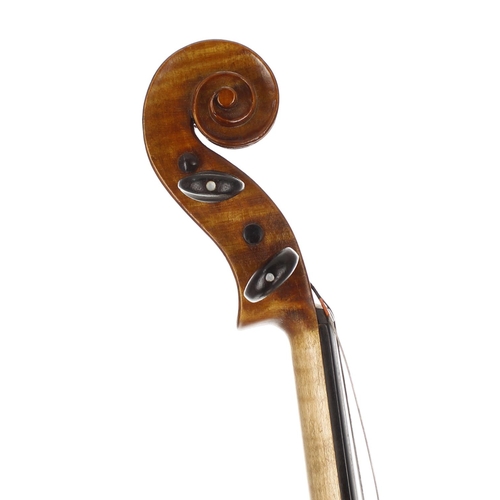 2405 - English violin labelled John Rae, Maker, London, no. 127, 1922, 14 1/16