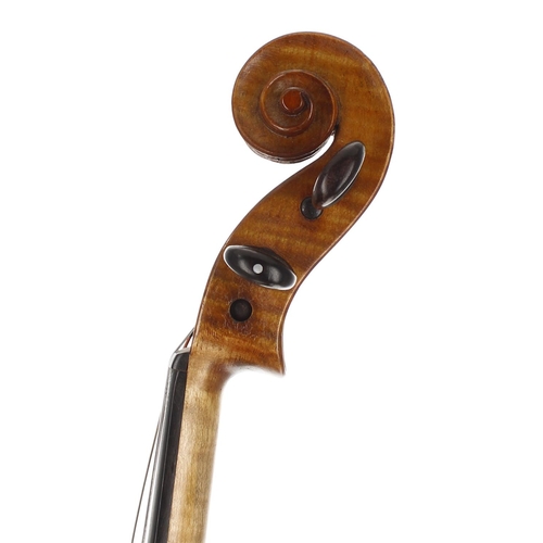 2405 - English violin labelled John Rae, Maker, London, no. 127, 1922, 14 1/16