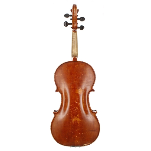 2411 - Scottish violin by and labelled James Christie, Violin Maker, Dundee and inscribed on the label no. ... 