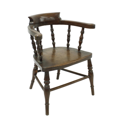 1661 - Antique miniature child's captains armchair, with turned spindles and supports, 14