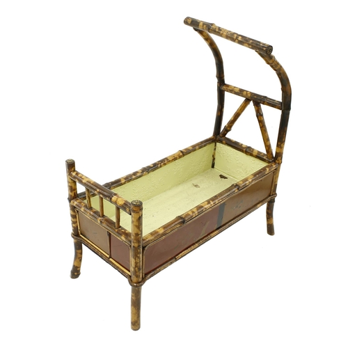 1618 - Late 19th century bamboo and lacquered planter in the form of a child's cot, with chinoiserie lacque... 