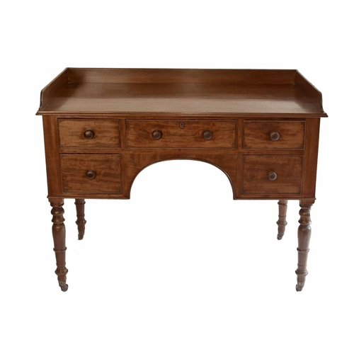 1723 - Victorian mahogany washstand/side table, the gallery back over five drawers to the arched frieze and... 