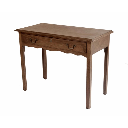 1724 - Georgian mahogany side table, the rectangular moulded top over a single frieze drawer and upon squar... 