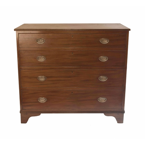 1725 - 19th century mahogany chest of drawers, with four graduated long drawers upon bracket feet, applied ... 