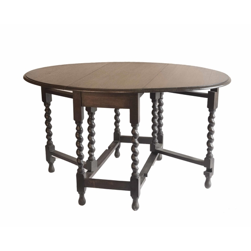 1727 - 18th century style oak oval barley twist drop leaf gateleg table, circa 1930s, 41