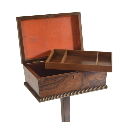 1770 - Victorian rosewood teapoy of sarcophagus form with gadroon moulding and inset with a pull-out compar... 