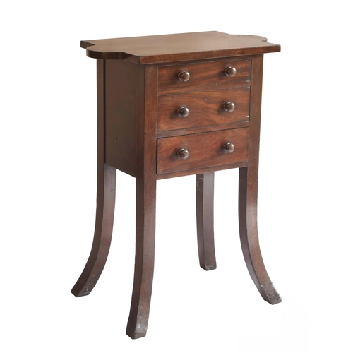 1771 - Small Victorian mahogany three drawer side chest, the top with rounded ends upon square splayed legs... 