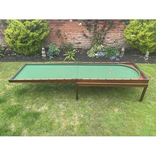 1786 - Large table-top mahogany folding bagatelle board upon a bespoke made stand, 48