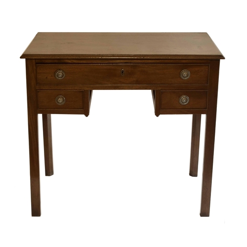 1793 - Early 19th century mahogany side table, with a single long drawer over two short drawers to the knee... 