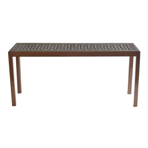 1815 - Decorative cast iron grate topped rectangular side occasional table, in a bespoke mahogany frame wit... 