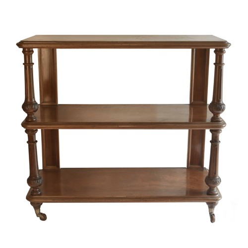 1829 - Victorian mahogany three tier buffet, the rectangular tiers with turned and fluted supports, 18.5