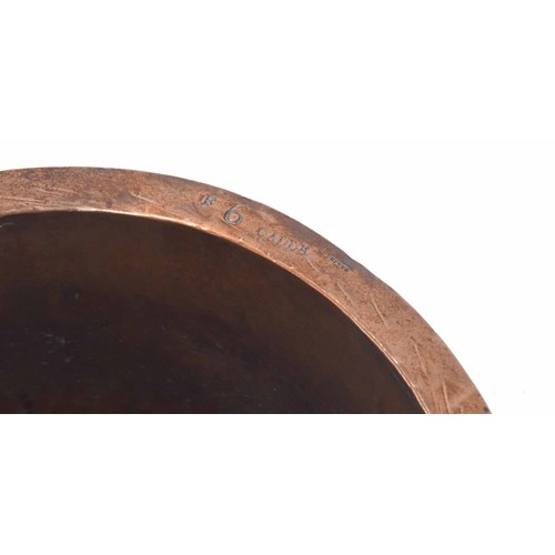 1072 - 19th century riveted copper log bin, stamped '6 Gall'n' to the rim, 16.5