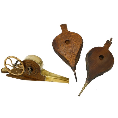 1360 - Set of 19th century oak and brass mechanical Westmoreland type bellows, 20.5