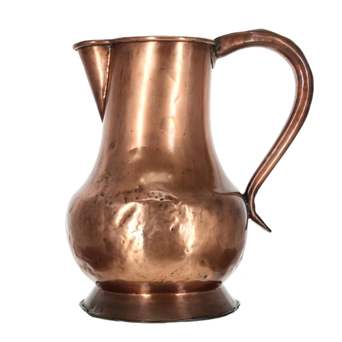 1196 - Large 19th century bulbous copper jug, 15.25