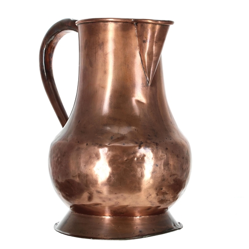 1196 - Large 19th century bulbous copper jug, 15.25