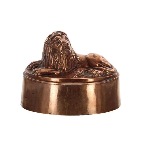 1176 - Victorian copper jelly mould in the form of a recumbent lion, 6