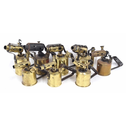 1211 - Collection of eight vintage brass blowtorches (8)