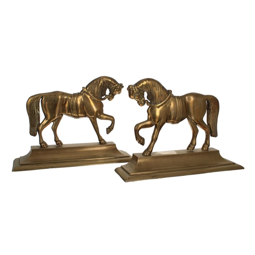 1035 - Pair of Victorian brass horse doorstops, 9” high, 12” wide