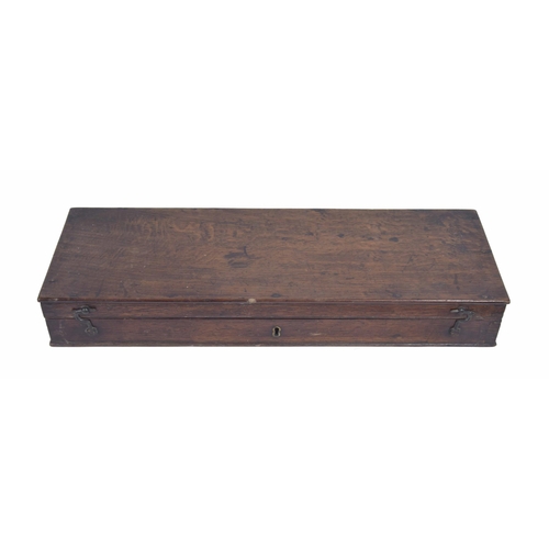 1063 - 19th century oak gun box, 22” wide, depth 7.5”, 3” high