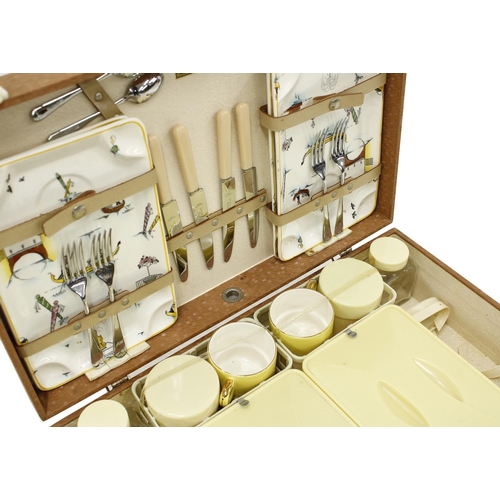 1233 - Brexton vintage cased picnic hamper set,  20.25