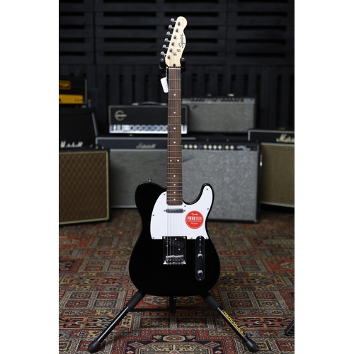 616 - 2022 Squier by Fender Bullet Telecaster electric guitar, black finish with large impact blemish to o... 