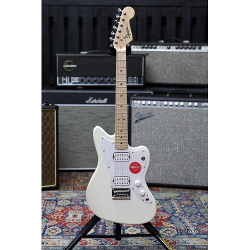 618 - 2022 Squier by Fender Mini Jazzmaster HH electric guitar, Olympic white finish, with original box an... 