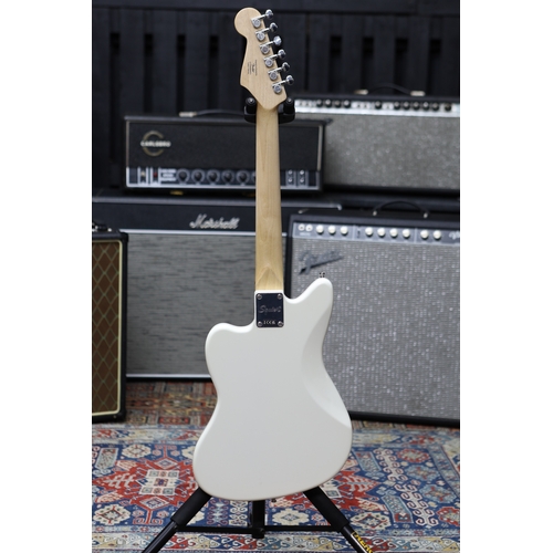 618 - 2022 Squier by Fender Mini Jazzmaster HH electric guitar, Olympic white finish, with original box an... 