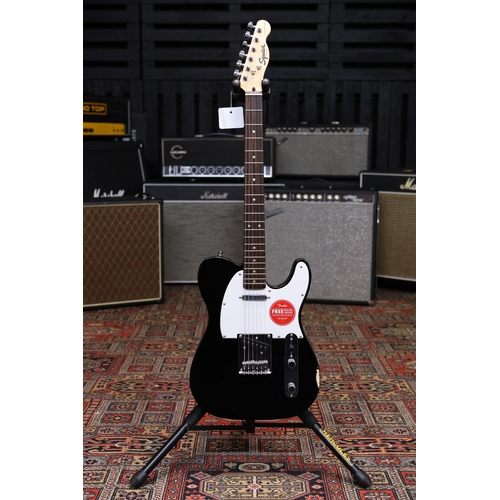 621 - Squier by Fender Bullet Telecaster electric guitar, black finish, large impact blemish to treble edg... 