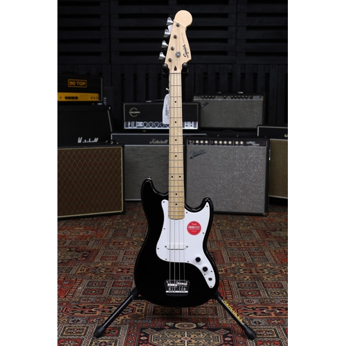 626 - 2021 Squier by Fender Affinity Series Bronco bass guitar, black finish, with original shipping box a... 