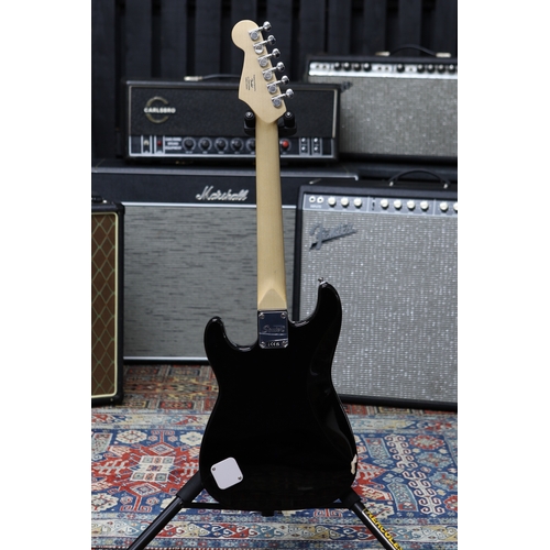 629 - 2021 Squier by Fender Mini Stratocaster electric guitar, black finish, with original shipping box (n... 