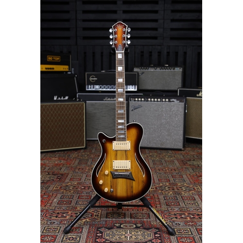 699 - Michael Kelly Hybrid Special left handed semi-hollow body electric guitar, sunburst finish, boxed (n... 