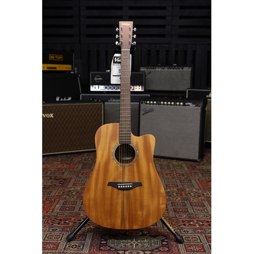 706 - JHS Vintage VEC550MH acoustic guitar, natural finish, large split to top (around 20cm in length), bo... 