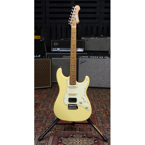 671 - Jet Guitars JS-400 electric guitar, butterscotch finish, small divot in top, finish damage, boxed (n... 