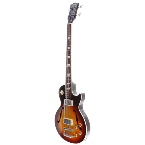 81 - 2016 Gibson Memphis ES Les Paul semi-hollow body bass guitar, made in USA; Body: sunburst finish top... 