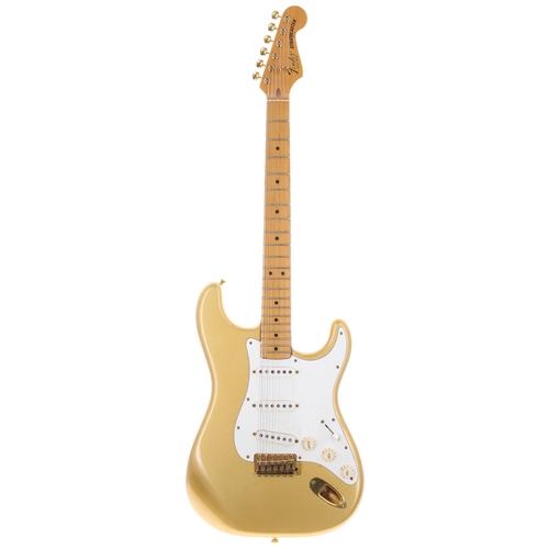 10 - 1982 Fender Gold on Gold Stratocaster electric guitar, made in USA; Body: gold metallic, a few small... 