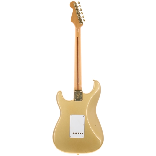 10 - 1982 Fender Gold on Gold Stratocaster electric guitar, made in USA; Body: gold metallic, a few small... 