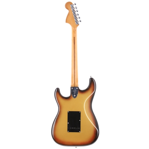 11 - 1980 Fender Stratocaster electric guitar, made in USA; Body: refinished three-tone sunburst metallic... 