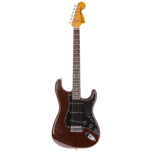 22 - 1978 Fender Stratocaster electric guitar, made in USA; Body: mocha finish, heavy buckle blemish to b... 