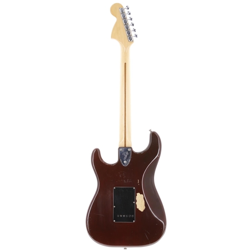 22 - 1978 Fender Stratocaster electric guitar, made in USA; Body: mocha finish, heavy buckle blemish to b... 