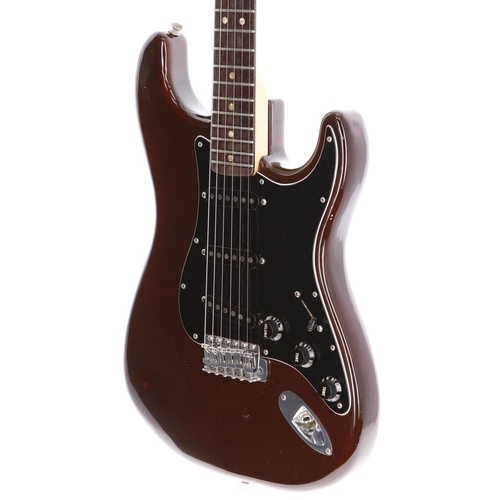 22 - 1978 Fender Stratocaster electric guitar, made in USA; Body: mocha finish, heavy buckle blemish to b... 