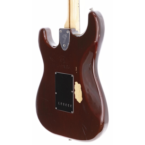 22 - 1978 Fender Stratocaster electric guitar, made in USA; Body: mocha finish, heavy buckle blemish to b... 