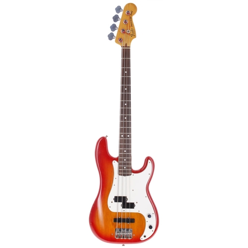 23 - Fender Precision Bass guitar, made in USA, circa 1981; Body: cherry sunburst finish, dings and blemi... 