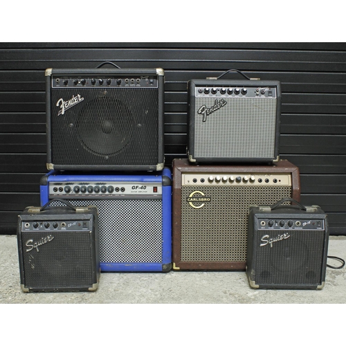 1080 - Six amplifiers to include a Fender Frontman 25R, a Carlsbro Sherwood 30, two Squire SP-10s, a Fender... 