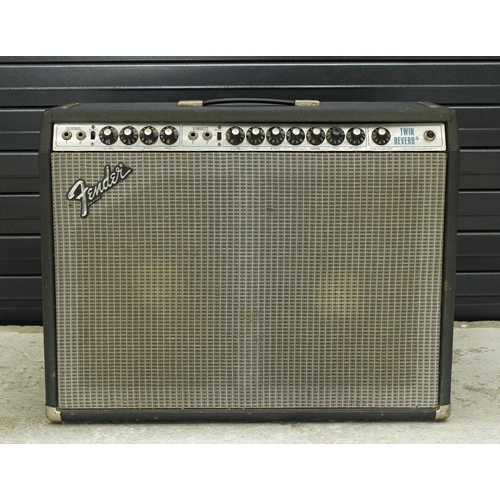 910 - 1970s Fender Twin Reverb guitar amplifier, made in USA, with JBL Fender orange speakers, footswitch*... 