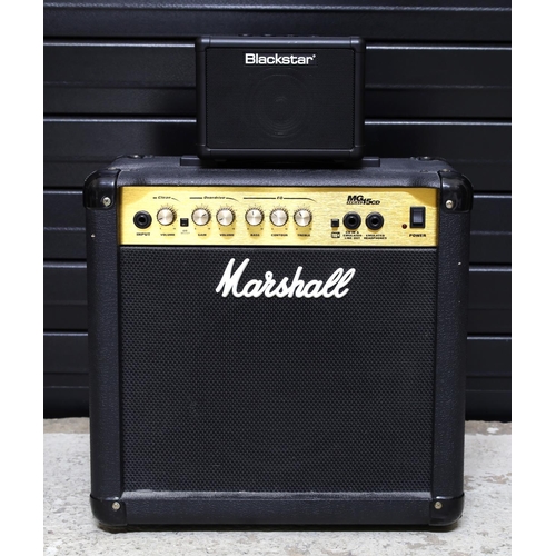 952 - Blackstar Amplification Fly 3 watt mini guitar amplifier; together with a Marshall MG15CD guitar amp... 