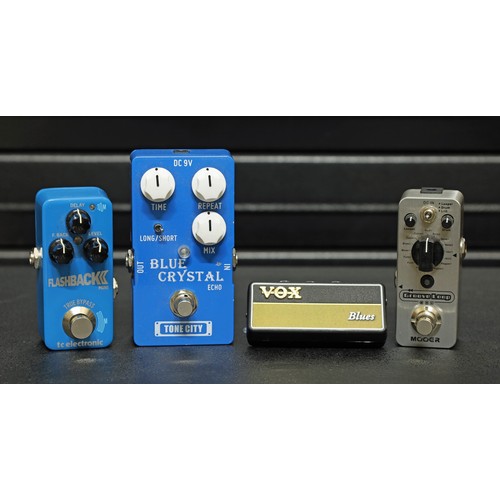 1154 - TC Electronic Forcefield Compressor guitar pedal; together with a TC Electronic Flashback Mini, a To... 