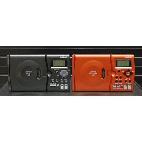 1247 - Tascam CD-GT1 Mark II portable CD guitar trainer; together with a Tascam CD-BT1 portable CD bass gui... 