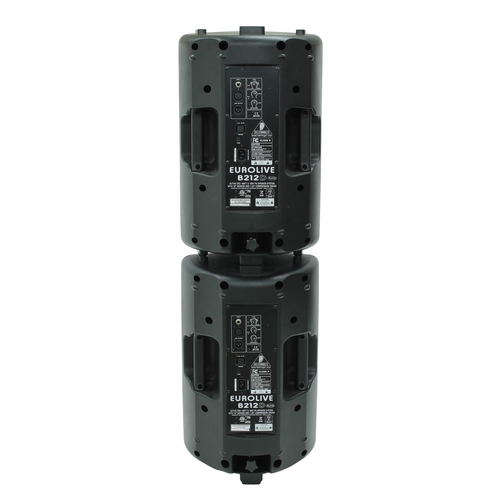 3053 - Pair of Behringer Eurolive B212D PA speakers, boxed; together with a Behringer Xenyx 1202 mixer and ... 