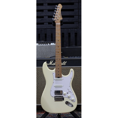 757 - East Coast ST2 Deluxe HSS electric guitar, vintage white finish